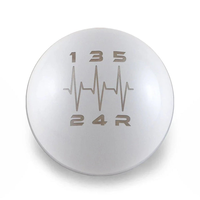 Billetworkz 5 Speed Weighted Shift Knob WRX - Heartbeat Engraving - BW-KNB-WRX5-HB5-GWHT-AP - Subimods.com