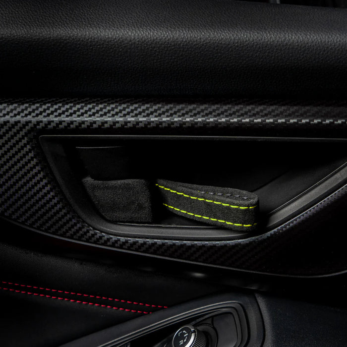 Billetworkz Alcantara Door Pull Strap Kit Pair Black w/ Neon Yellow Stitching 2022 - 2025 WRX / 2022 - 2025 BRZ / 2022 - 2025 GR86 / 2018 - 2025 Crosstrek / 2020 - 2025 Outback / 2020 - 2025 Legacy - BW - DPSK - SUB - VB - BLK - NYEL - 1 - Subimods.com