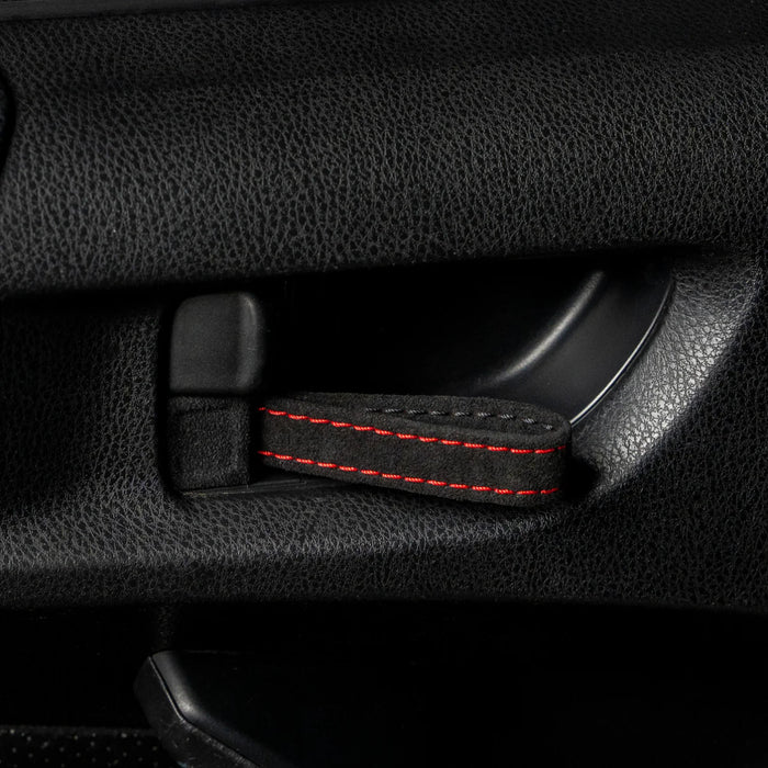 Billetworkz Alcantara Door Pull Strap Kit Pair Black w/ Red Stitching 2008 - 2021 WRX / 2008 - 2021 STI / 2013 - 2021 BRZ / 2013 - 2017 Crosstrek / 2014 - 2018 Forester / 2012 - 2018 Impreza - BW - DPSK - SUB - GRVA - BLK - RED - 1 - Subimods.com