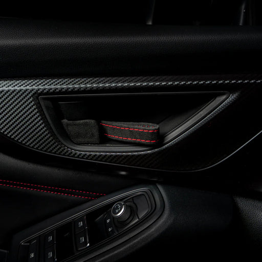 Billetworkz Alcantara Door Pull Strap Kit Pair Black w/ Red Stitching 2022 - 2025 WRX / 2022 - 2025 BRZ / 2022 - 2025 GR86 / 2018 - 2025 Crosstrek / 2020 - 2025 Outback / 2020 - 2025 Legacy - BW - DPSK - SUB - VB - BLK - RED - 1 - Subimods.com