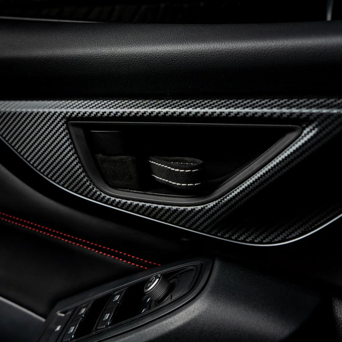 Billetworkz Alcantara Door Pull Strap Kit Pair Black w/ White Stitching 2022 - 2025 WRX / 2022 - 2025 BRZ / 2022 - 2025 GR86 / 2018 - 2025 Crosstrek / 2020 - 2025 Outback / 2020 - 2025 Legacy - BW - DPSK - SUB - VB - BLK - WHT - 1 - Subimods.com