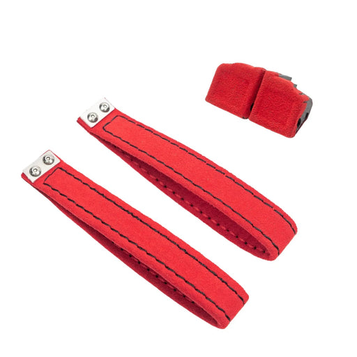 Billetworkz Alcantara Door Pull Strap Kit Pair Red w/ Black Stitching 2008 - 2021 WRX / 2008 - 2021 STI / 2013 - 2021 BRZ / 2013 - 2017 Crosstrek / 2014 - 2018 Forester / 2012 - 2018 Impreza - BW - DPSK - SUB - GRVA - RED - BLK - 1 - Subimods.com