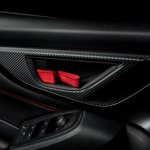 Billetworkz Alcantara Door Pull Strap Kit Pair Red w/ Black Stitching 2022 - 2025 WRX / 2022 - 2025 BRZ / 2022 - 2025 GR86 / 2018 - 2025 Crosstrek / 2020 - 2025 Outback / 2020 - 2025 Legacy - BW - DPSK - SUB - VB - RED - BLK - 1 - Subimods.com