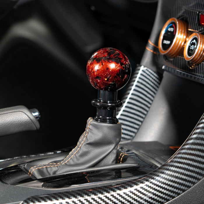 Billetworkz Automatic Shifter CVT Pull - Up Lockout Fits Most Subaru Models - Red Cosmic Space - BW-KNB-SUBAU-NO-RC-SP-PU2-WB-BLK - Subimods.com