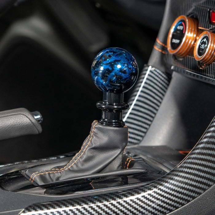 Billetworkz Automatic Shifter Pull - Up Lockout Fits Most Subaru CVT Models - Blue Cosmic Space - BW-KNB-SUBAU-NO-BC-SP-PU2-WB-BLK - Subimods.com