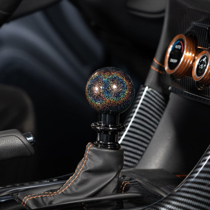 Billetworkz Automatic Shifter Pull - Up Lockout Fits Most Subaru CVT Models - Rainbow Sparkle - BW-KNB-SUBAU-NO-RBSP-SP-PU2-WB-BLK - Subimods.com