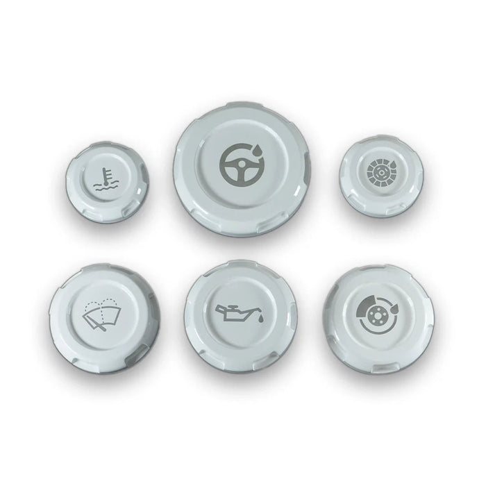 Billetworkz Engine Bay Cap Set 2008 - 2014 WRX / 2008 - 2014 STI - BW-EBCZ-SUB-GR-WHT-E - Subimods.com