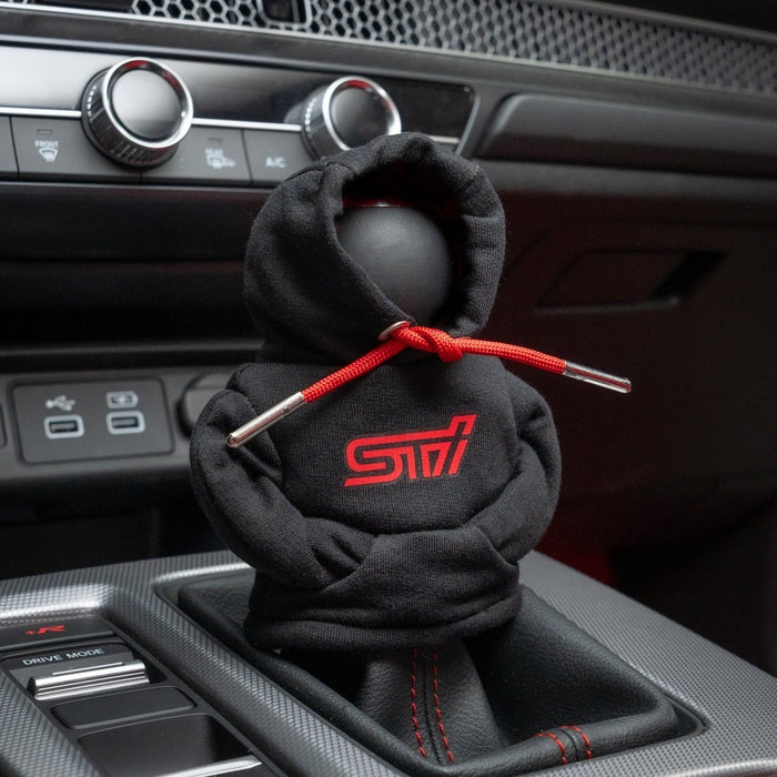 Billetworkz Shift Knob Hoodie w/ STI Logo Most Manual Subaru Models - BW-HDE-BLK-STIRED - Subimods.com