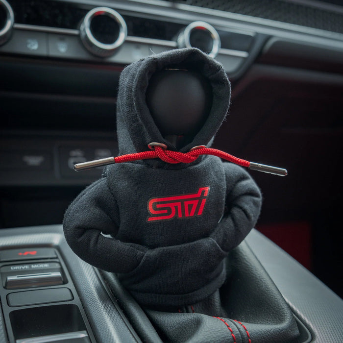 Billetworkz Shift Knob Hoodie w/ STI Logo Most Manual Subaru Models - BW-HDE-BLK-STIRED - Subimods.com