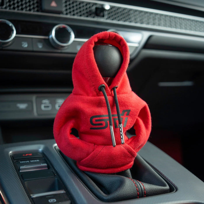 Billetworkz Shift Knob Hoodie w/ STI Logo Most Manual Subaru Models - BW-HDE-RED-STIWHT - Subimods.com