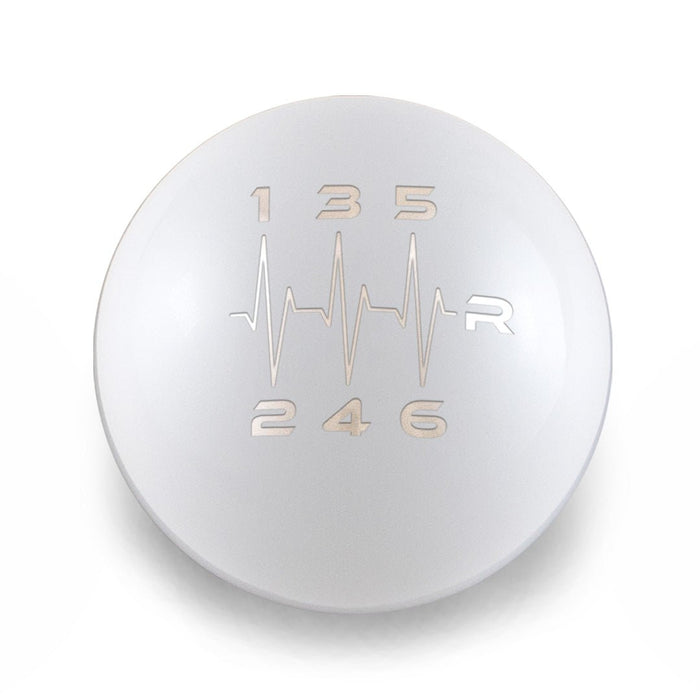 Billetworkz Weighted Shift Knob 6 Speed Heartbeat Engraving Fits Most Subaru Models - BW-KNB-SUB6-HB6-GWHT-SP - Subimods.com