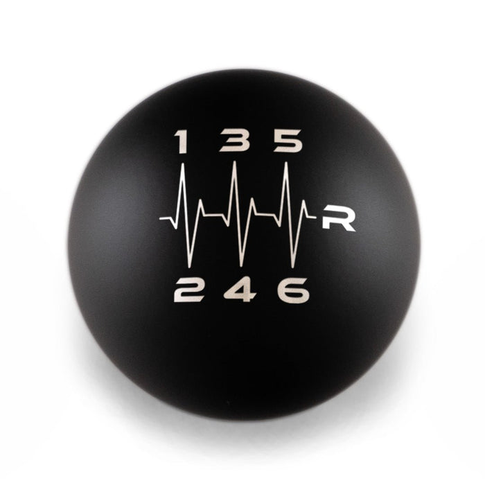 Billetworkz Weighted Shift Knob 6 Speed Heartbeat Engraving Fits Most Subaru Models - BW-KNB-SUB6-HB6-MBLK-SP - Subimods.com