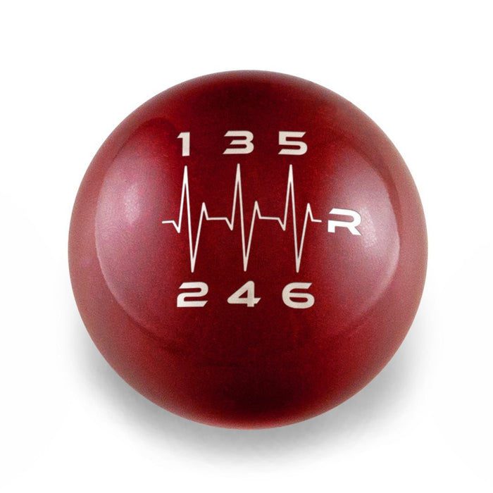 Billetworkz Weighted Shift Knob 6 Speed Heartbeat Engraving Subaru STI - BW-KNB-STI-HB6-CRED-CK - Subimods.com