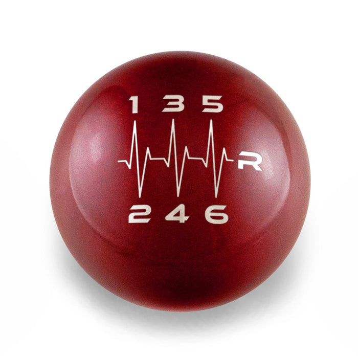 Billetworkz Weighted Shift Knob 6 Speed Heartbeat Engraving Subaru STI - BW-KNB-STI-HB6-CRED-SP - Subimods.com