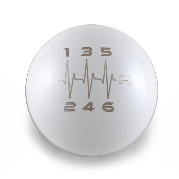 Billetworkz Weighted Shift Knob 6 Speed Heartbeat Engraving Subaru STI - BW-KNB-STI-HB6-GWHT-CK - Subimods.com