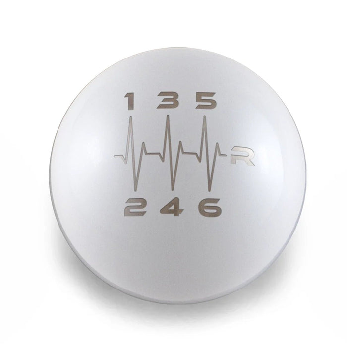 Billetworkz Weighted Shift Knob 6 Speed Heartbeat Engraving Subaru STI - BW-KNB-STI-HB6-GWHT-SP - Subimods.com