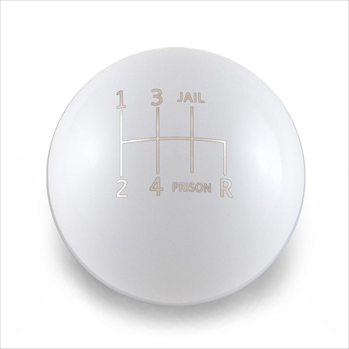 Billetworkz Weighted Shift Knob 6 Speed Jail - Prison Engraving 15 - 25 Subaru WRX - BW-KNB-WRX6JP-GWHT-SP - Subimods.com