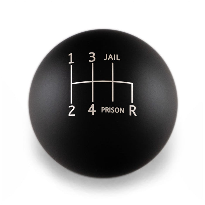 Billetworkz Weighted Shift Knob 6 Speed Jail-Prison Engraving Fits Most Subaru Models - BW-KNB-SUB6-JP-MBLK-AP - Subimods.com