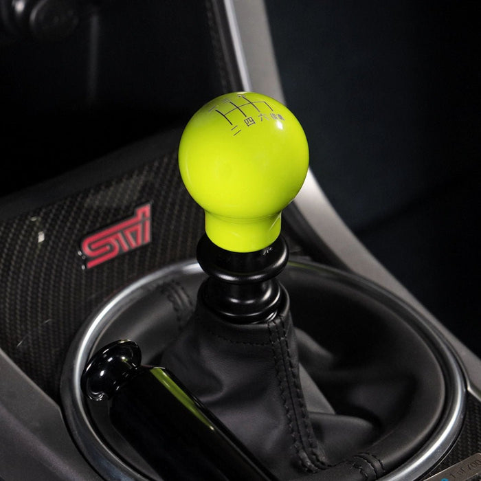 Billetworkz Weighted Shift Knob 6 Speed Japanese Engraving Fits Most Subaru STI Models - BW-KNB-STI-JAP6-NYEL-SP - Subimods.com