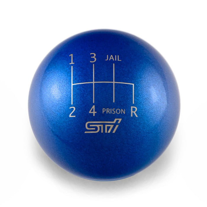 Billetworkz Weighted Shift Knob 6 Speed STI Jail-Prison Engraving Fits Most Subaru STI Models - Cobalt Blue - BW-KNB-STI-STI6JL-CBLU-CK - Subimods.com