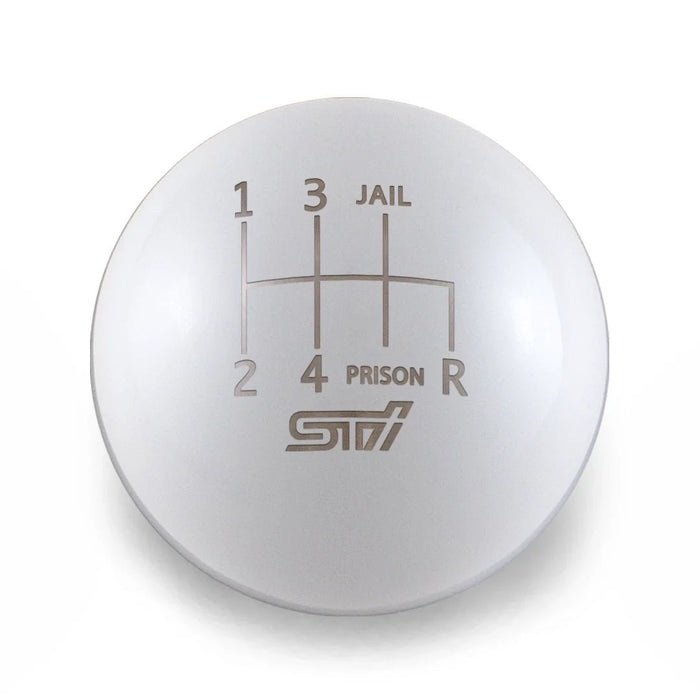 Billetworkz Weighted Shift Knob 6 Speed STI Jail - Prison Engraving Fits Most Subaru STI Models - Cobalt Blue - BW-KNB-STI-STI6JL-GWHT-SP - Subimods.com