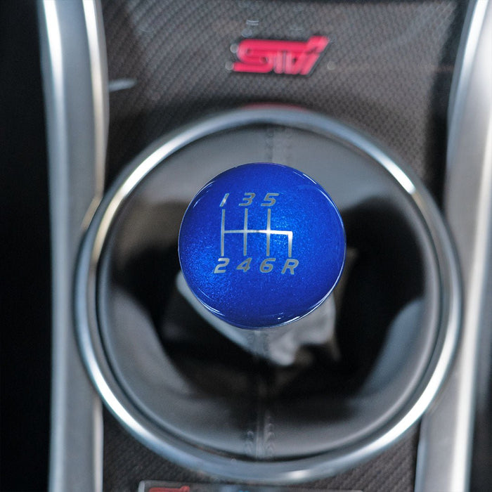 Billetworkz Weighted Shift Knob 6 Speed Velocity Engraving Fits Most Subaru STI Models - BW-KNB-STI-VEL6-CBLU-SP - Subimods.com