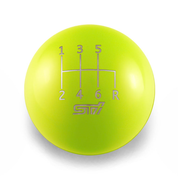 Billetworkz Weighted Shift Knob w/ 6 Speed STI Engraving 2004 - 2021 STI - BW-KNB-STI6-SSTI-NYEL-SP - Subimods.com
