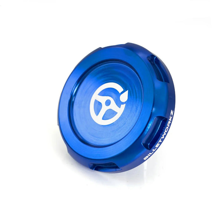 Billetworkz Zero Series Power Steering Reservoir Cap w/ Engraving 2002-2007 WRX / 2004-2007 STI - BW-EBCZ-SUB-PS1-BLU-E - Subimods.com