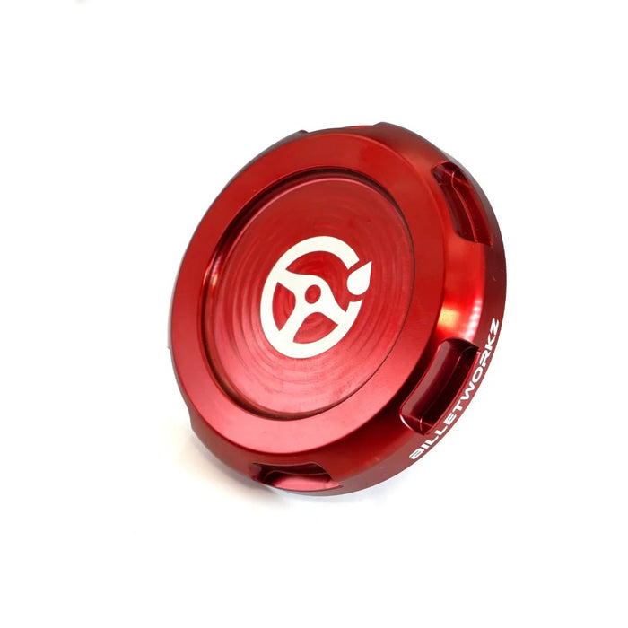 Billetworkz Zero Series Power Steering Reservoir Cap w/ Engraving 2002-2007 WRX / 2004-2007 STI - BW-EBCZ-SUB-PS1-RED-E - Subimods.com