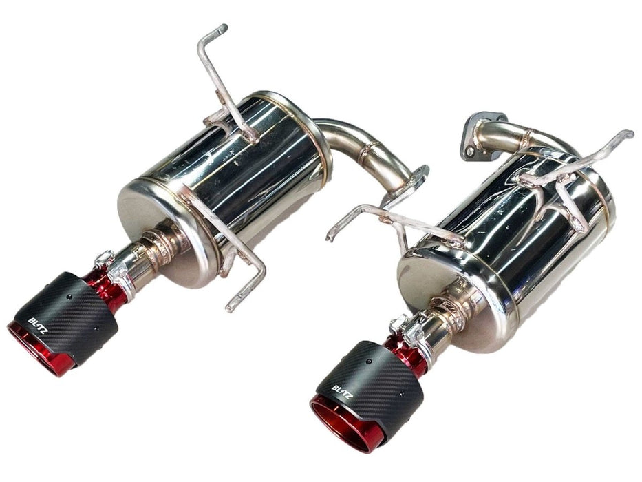 Blitz NUR-SPEC Custom Series Axle Back Exhaust w/ Carbon Red Tips 2022-2024 WRX - 63204C - Subimods.com