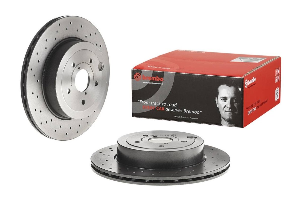 Brembo Rear Drilled Brake Rotor for 2018-21 STI WRX TR — Subimods.com