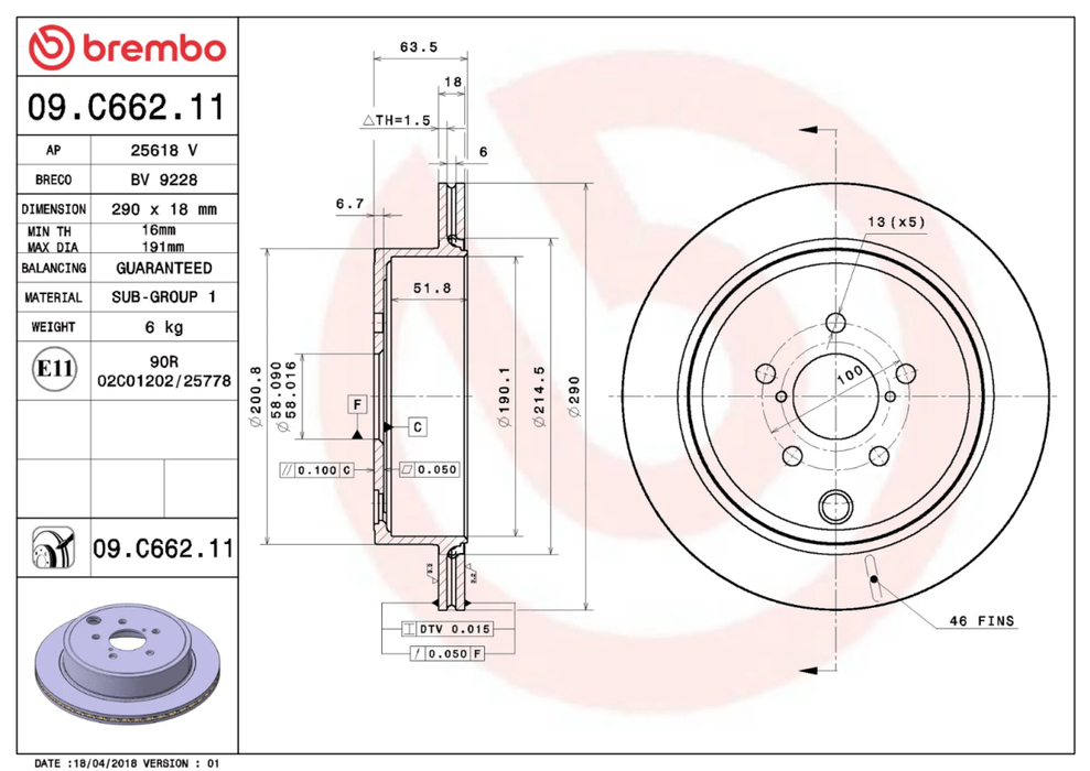 Brembo Prime Blank Rear Rotor 2013 - 2024 BRZ /2022 - 2024 GR86 / 2013 - 2016 FRS / 2017 - 2021 86 - 09.C662.11 - Subimods.com