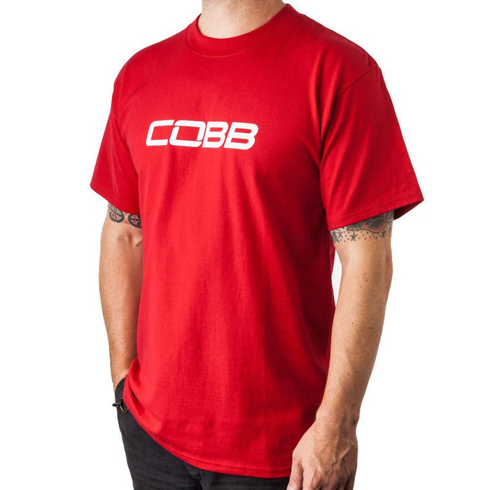 COBB Logo T-Shirt Red w/ White Logo - CO-REDCOBB-SHIRT-XL - Subimods.com