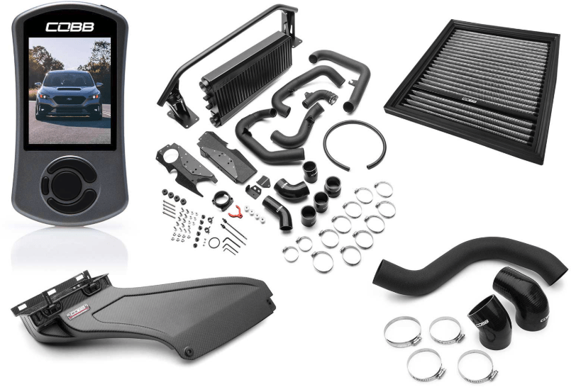 COBB Stage 2 Power Package w/ Black Front Mount Intercooler and Matte Carbon Fiber Power Scoop 2022 - 2025 WRX MT / 2022 - 2025 WRX CVT - SUB0060020 - BK - FMIC - RMC - Subimods.com