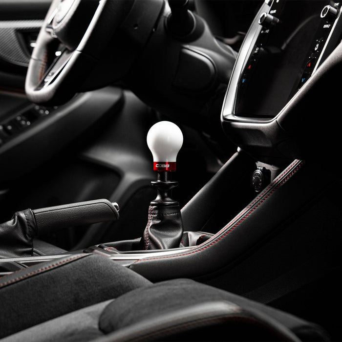 COBB Weighted Round Delrin Shift Knob White w/ Interchangeable Base 6 Speed Subaru Models - 213360 - W - Subimods.com