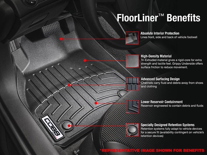 Cobb x Weathertech DigitalFit Floorliner Black Front and Rear Combo 2022 - 2025 WRX - COBBWT4417431 - 4411072 - Subimods.com