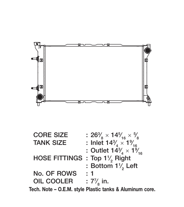 CSF 1 Row Plastic Tank Aluminum Core Radiator 1995 - 1999 Legacy w/ 2.2L Engine / 1997 - 1999 Legacy w/ 2.5L Engine and Automatic Transmission - 2619 - Subimods.com