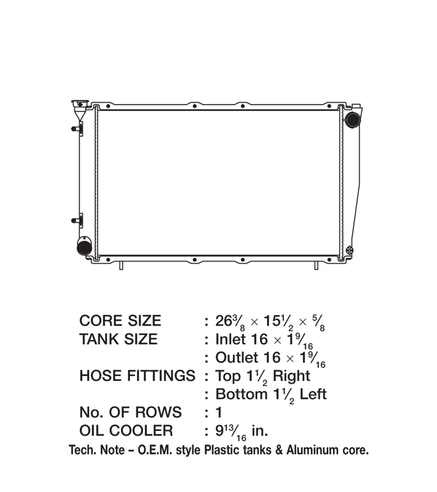 CSF 1 Row Plastic Tank Aluminum Core Radiator 1998 Forester - 2620 - Subimods.com
