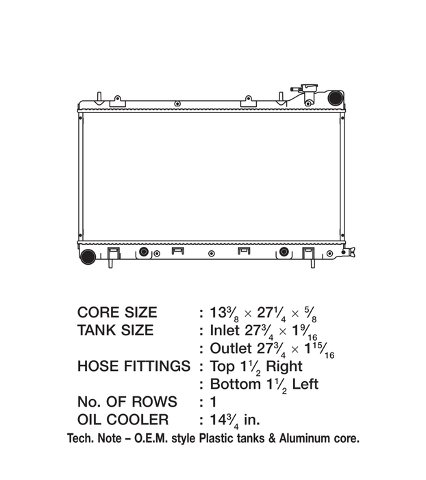 CSF 1 Row Plastic Tank Aluminum Core Radiator 1999 - 2002 Forester - 3099 - Subimods.com