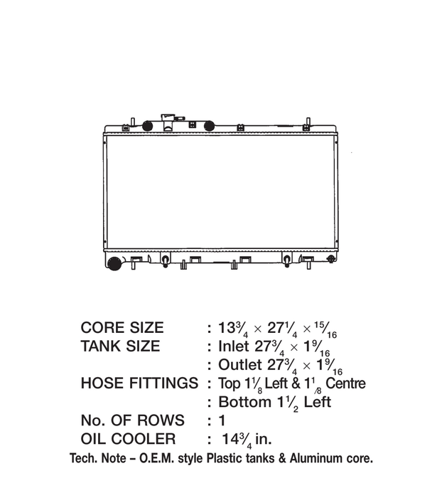 CSF 1 Row Plastic Tank Aluminum Core Radiator 2001 - 2004 Outback w/ 3.0L Engine - 3310 - Subimods.com