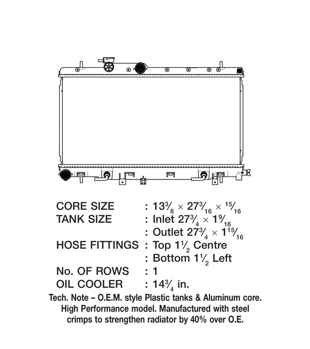 CSF 1 Row Plastic Tank Aluminum Core Radiator 2002 - 2005 WRX / 2004 - 2005 STI / 2002 - 2005 Impreza RS - 3356 - Subimods.com