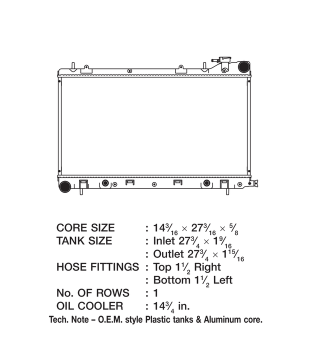CSF 1 Row Plastic Tank Aluminum Core Radiator 2003 - 2005 Forester - 3139 - Subimods.com