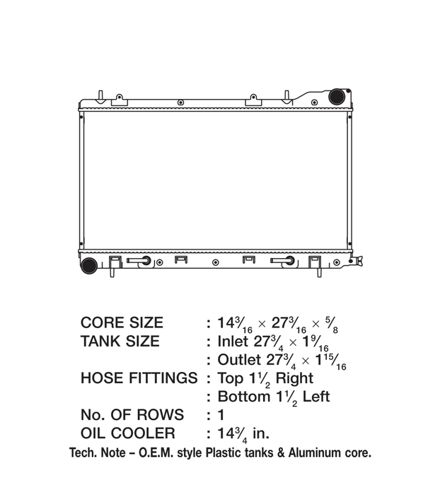 CSF 1 Row Plastic Tank Aluminum Core Radiator 2004 - 2005 Forester XT - 3140 - Subimods.com