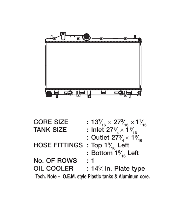 CSF 1 Row Plastic Tank Aluminum Core Radiator 2009 - 2013 Forester XT - 3439 - Subimods.com