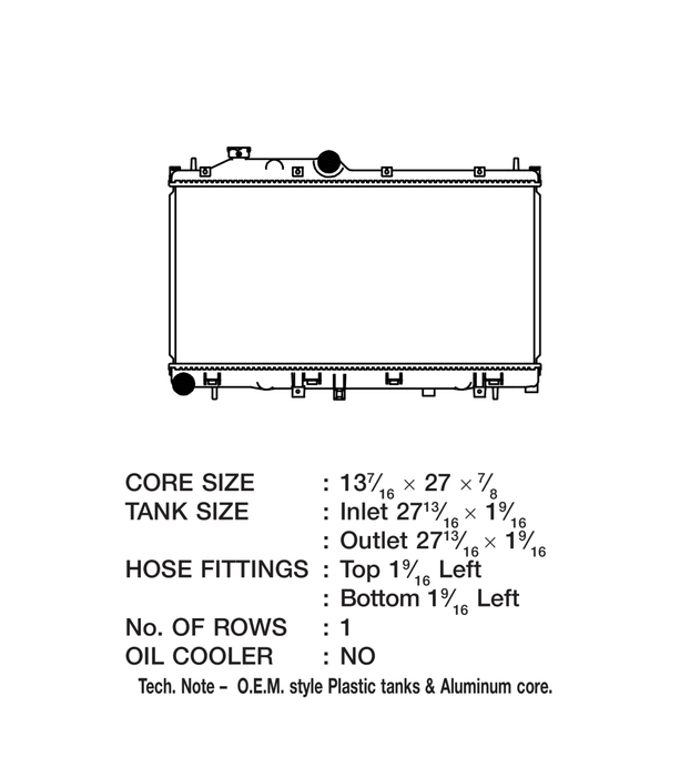 CSF 1 Row Plastic Tank Aluminum Core Radiator 2014 - 2018 Forester - 3696 - Subimods.com