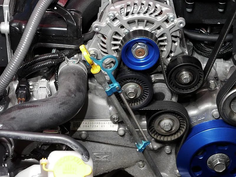 Cusco Billet Aluminum Blue Anodized Oil Level Dip Stick Stopper 2013 - 2024 BRZ / 2013 - 2016 FRS / 2017 - 2021 GT86 / 2022 - 2024 GR86 - 965 730 E - Subimods.com