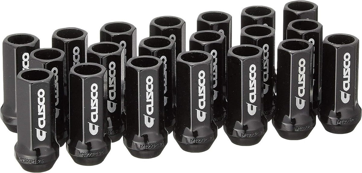 Cusco Racing 48mm Long Lug Nuts Black M12X1.25 Most Subaru Models - 00B 738 12520B - Subimods.com