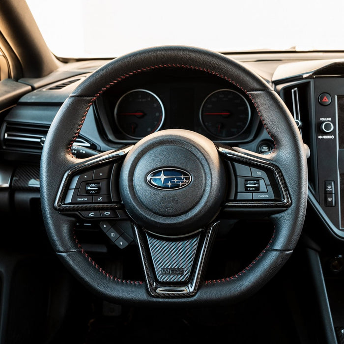 Driven Media Carbon Fiber Steering Wheel Trim 2022-2026 WRX - DRVN-1003-G - Subimods.com