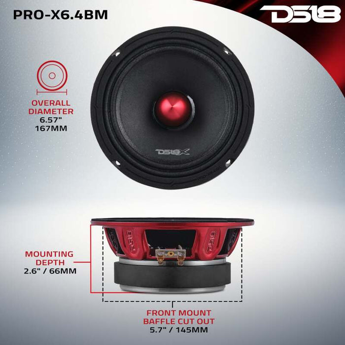 DS18 6.5in 250 Watts RMS 4 ohm Mid - Range Loudspeaker Bullet Loudspeaker - PRO-X6.4BM - Subimods.com