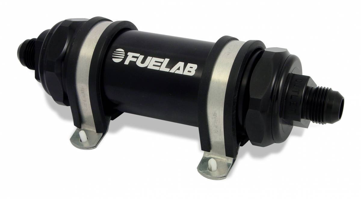 Fuelab In - Line Fuel Filter Long Length - 6AN Inlet/Outlet 6 Micron Fiberglass Element Black - 82831-1 - Subimods.com